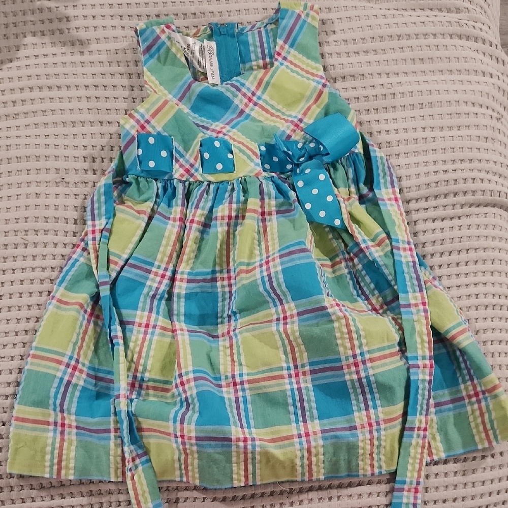 Plaid Dress with Polka Dot Bow